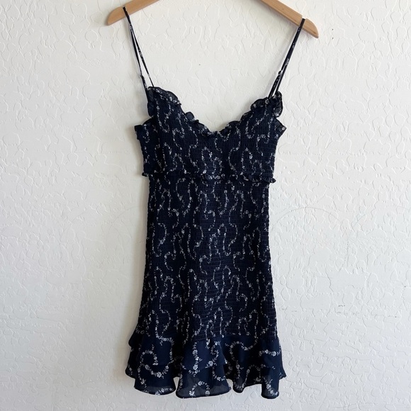 Likely Zephra Smocked Printed Mini Dress With Ruffle Hem - Picture 2 of 8